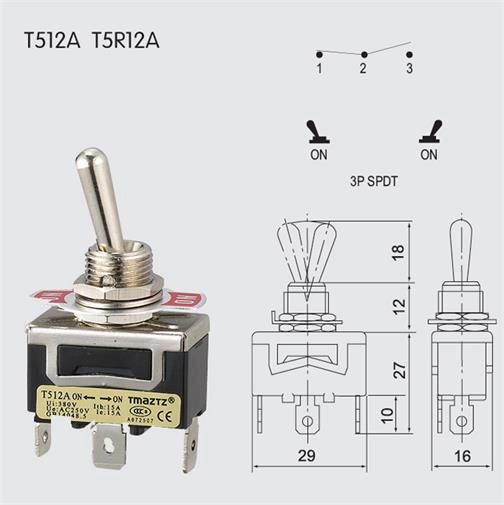 T512A SPDT On-On Toggle Switch