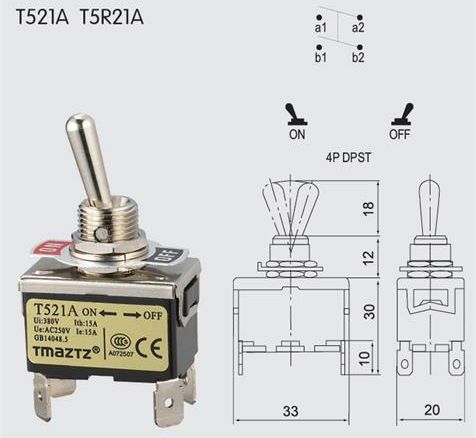 T521A DPST On-Off Toggle Switch