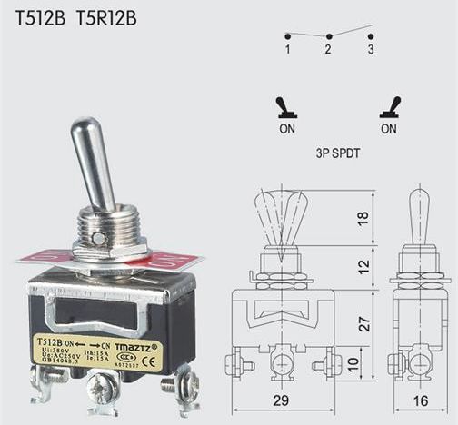 T512B SPDT On-On Toggle Switch