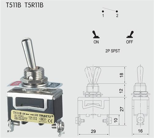 T511B On-Off Toggle Switch SPST