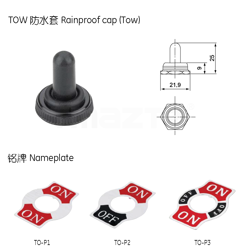 Rainproof cap of Toggle Switch