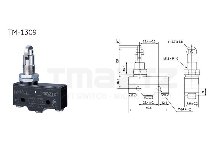 TM-1309 stainless steel top cross roller Micro Switch