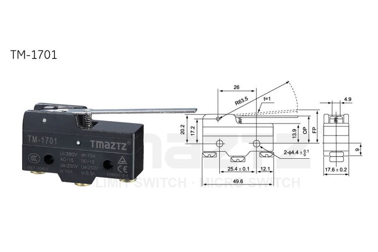 TM-1701 stainless steel long lever Micro Switch