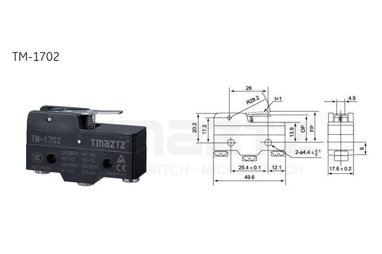 TM-1702 stainless steel short lever Micro Switch