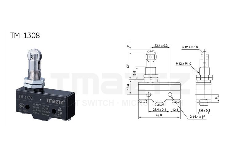 TM-1308 stainless steel top roller plunger Micro Switch