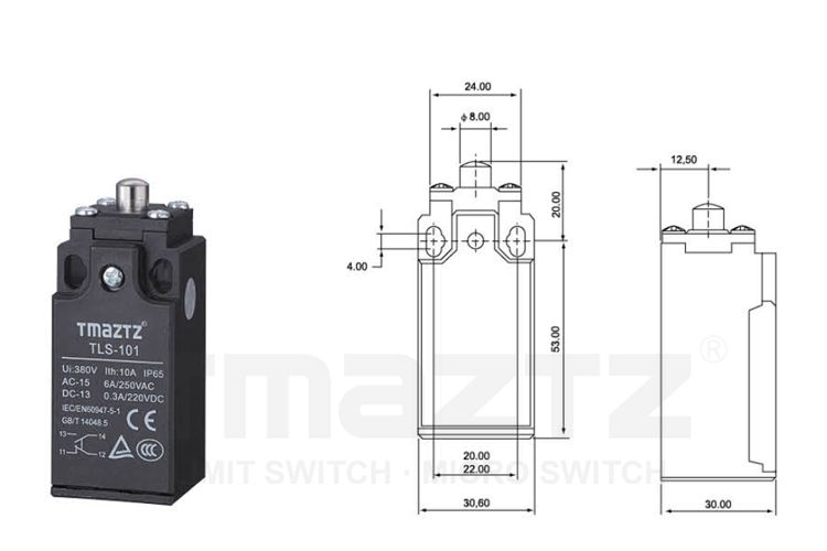 TLS-101 sealed plunger actuator Limit Switch