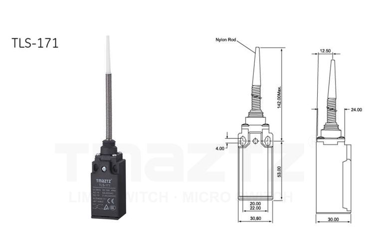 TLS-171 spring lever with plastic rod actuator limit switch