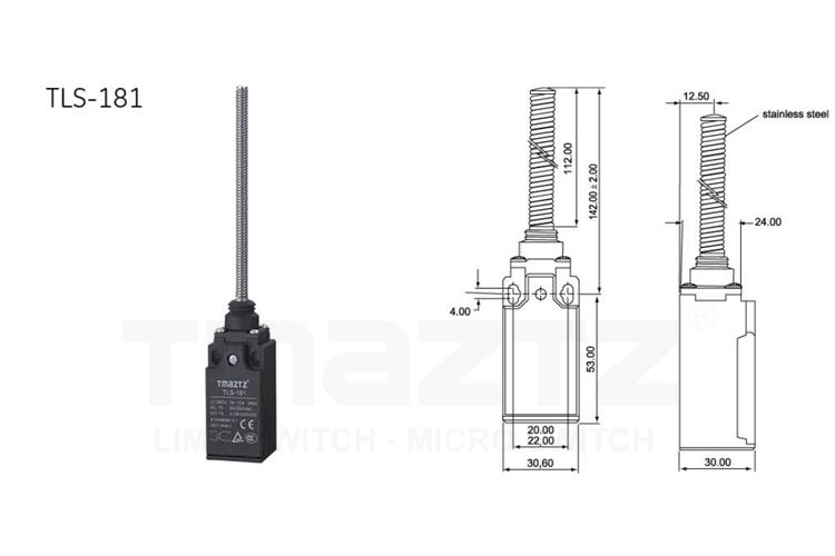 TLS-181 spring lever with stainless steel rod limit switch