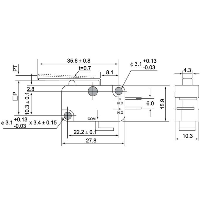 V-152-1C25 stainless steel lever Micro Switch