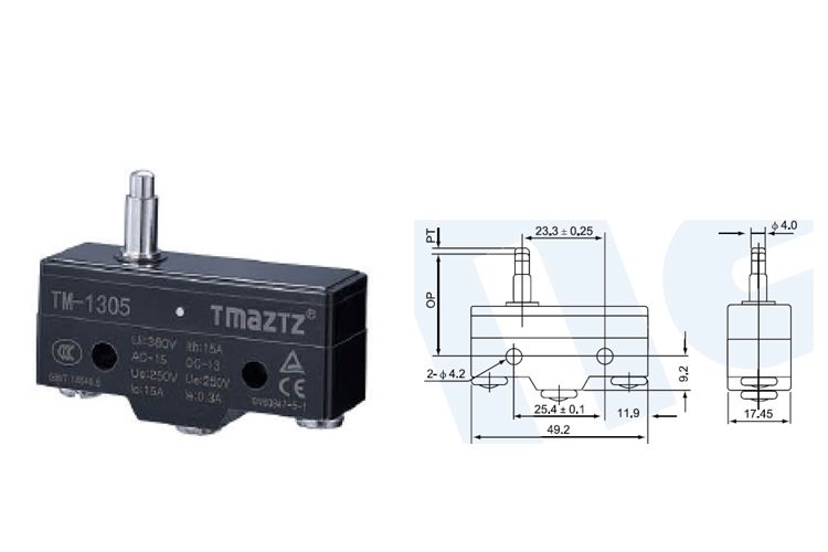 TM-1305 stainless steel high button plunger Micro Switch