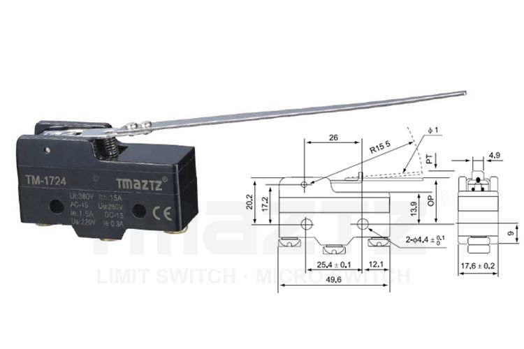 TM-1724 stainless steel long lever Micro Switch